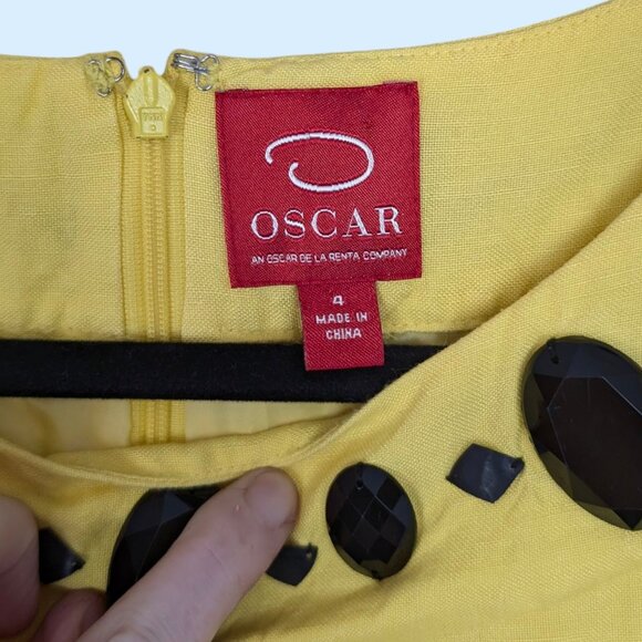 Oscar de la Renta Yellow Linen Shift Dress - Picture 10 of 10